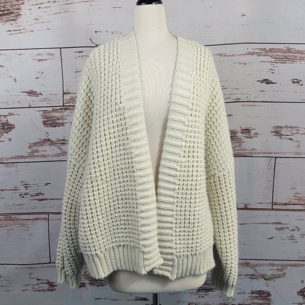 American Eagle AE Chunky Open Front Cardigan Cream Size XXL